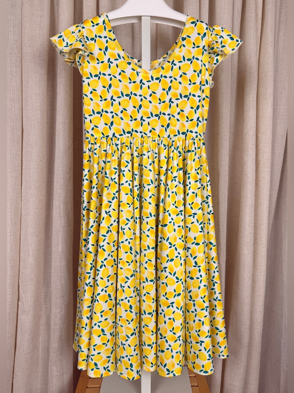 DOT DOT SMILE Yellow & Green *Lemons* Print Fluttery Fit & Flare Dress 8-10 Year